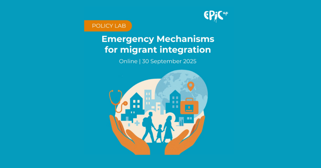Στα πλαίσια υλοποίησης του Ευρωπαϊκού Προγράμματος AMIF Epic Up -  το Κέντρο Κοινωνικής Δράσης και Καινοτομίας (ΚΜΟP) οργανώνει το πρώτο Εργαστήριο Πολιτικής , το οποίο θα πραγματοποιηθεί στις 30 Σεπτεμβρίου, 09:30 - 13:15 (EST).